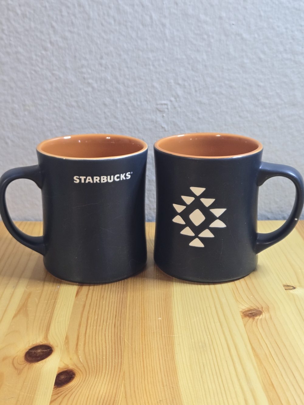 Starbucks 2012 Guatemala Antigua Etched Matte Black Coffee Mugs Aztec Tribal